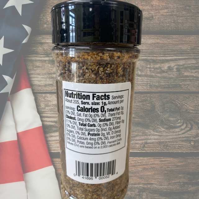 Nutrition facts label for Sidekick Steak Seasoning showing sodium content and serving size