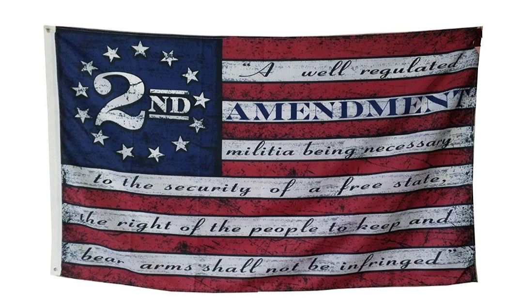 2nd Amendment flag featuring constitutional quote and vintage American design