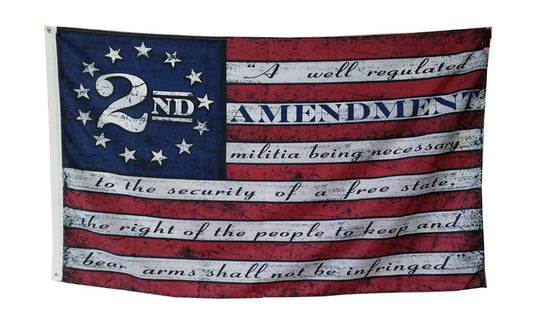 2nd Amendment flag featuring constitutional quote and vintage American design