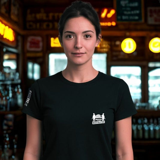Front of My Guardian Angel women’s shirt with Soldier Solutions branding
