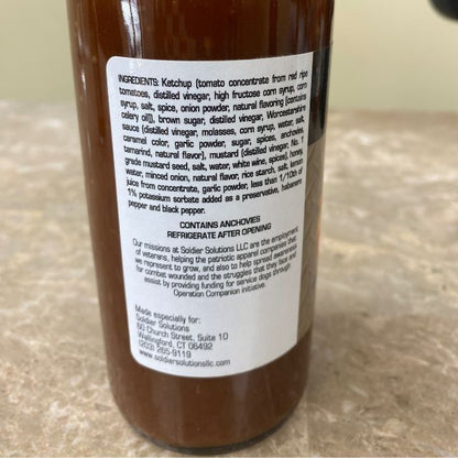 Ingredients and mission label on the back of Freedom Seed BBQ Sauce bottle