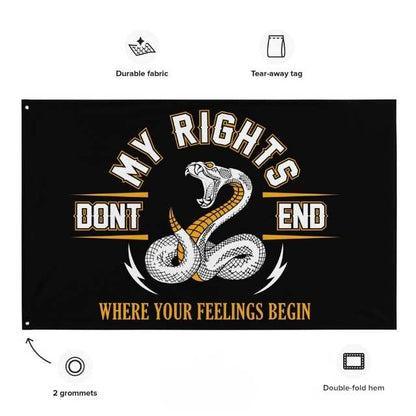 My Rights Don’t End Patriotic flag with tear-away tag, grommets, and liberty message