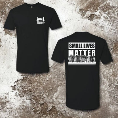 Small Lives Matter Women's Patriotic t-shirt featuring bold text and service dogs graphic, Soldier Solutions logo on front.